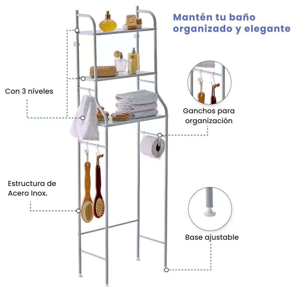 Estantería Organizadora de Baño - MultiRack 3 en 1