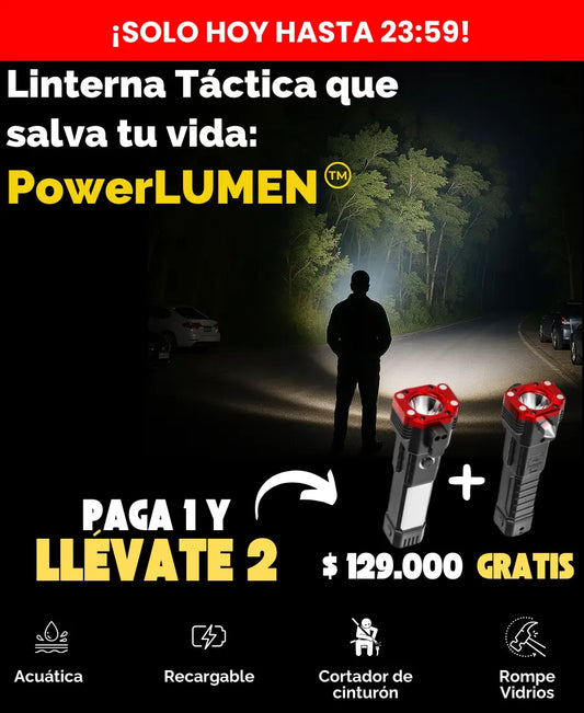 **PAGA 1 y LLÉVATE 2** Linterna Indestructible Súper Potente 6 en 1 PowerLUMEN™