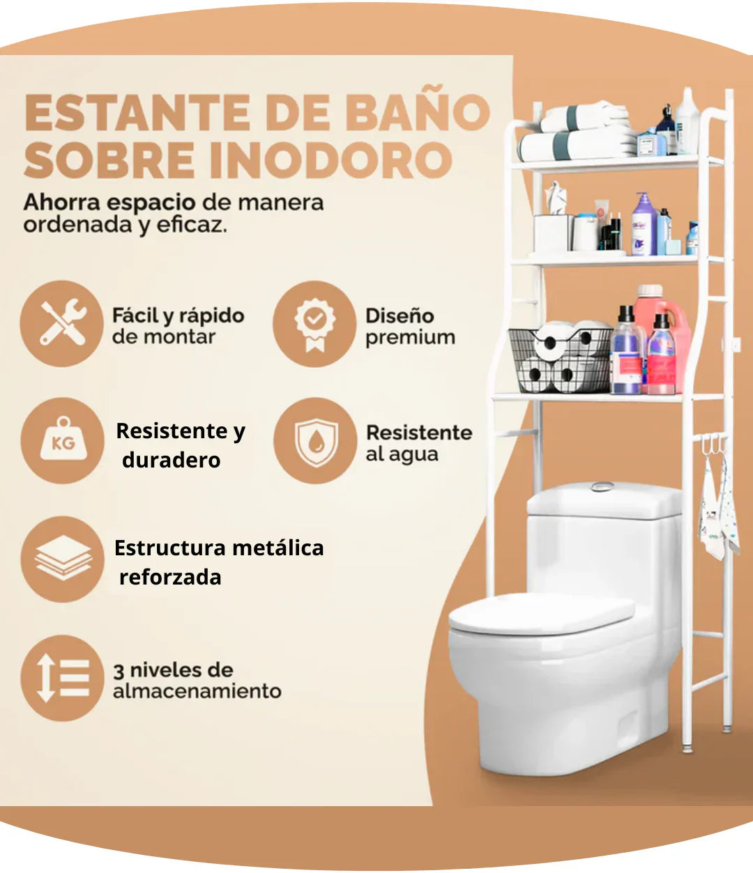 Estantería Organizadora de Baño - MultiRack 3 en 1
