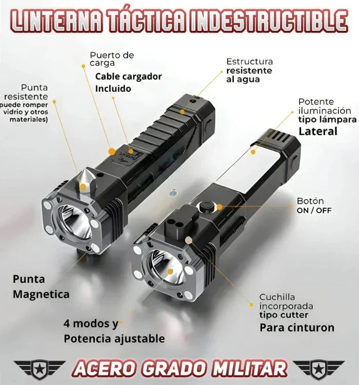 **PAGA 1 y LLÉVATE 2** Linterna Indestructible Súper Potente 6 en 1 PowerLUMEN™