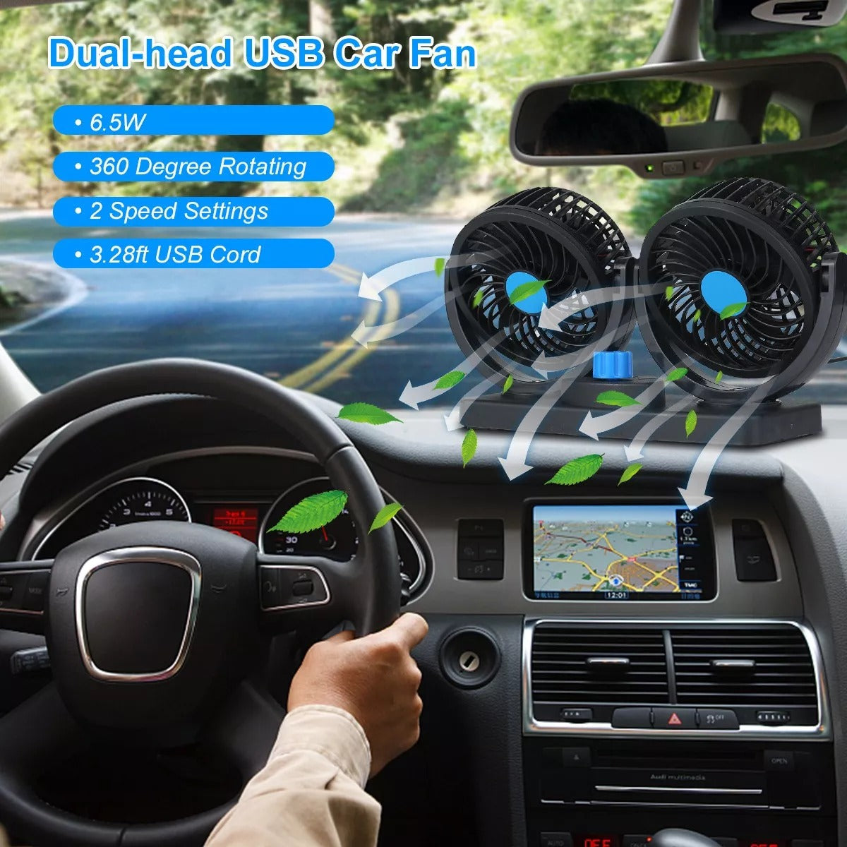 Ventilador Doble 360º Para Auto